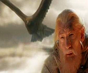 Una sequenza del film: Gandalf salvato da Gwahir