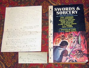 Libro "Sword and Sorcery" con firma di Tolkien e recensione allegata