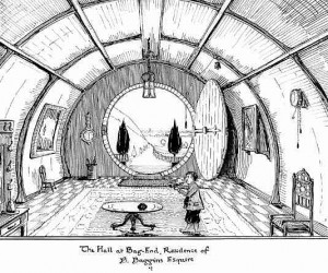 Disegno di J.R.R. Tolkien: "The Hall at Bag-End, Residence of Bilbo Baggins Esquire"