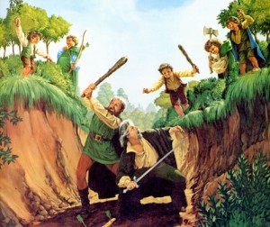 Illustrazione: dettaglio di "The Scouring of the Shire" dei fratelli Hildebrandt