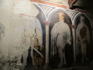 Palazzo Trinci a Foligno: affresco con re Artù e Carlo Magno (1412)