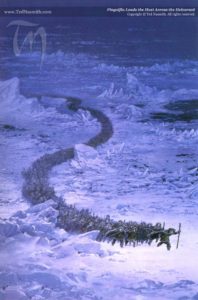 Fingolfin Leads the Host Across the Helcaraxë, by Ted Nasmith