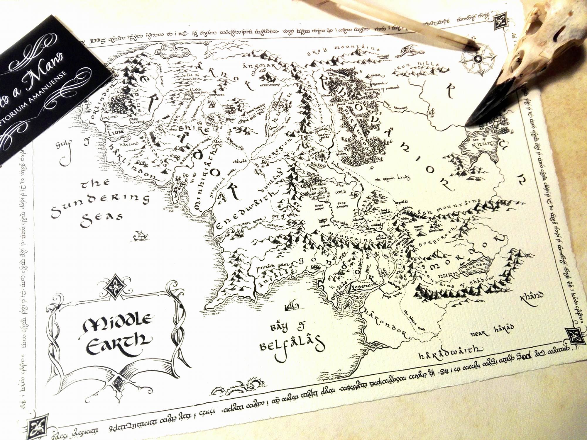 Mappa Terra di Mezzo - Scritto a Mano 2 - Tutto su J.R.R. Tolkien