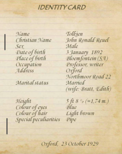 Tolkien Identity Card