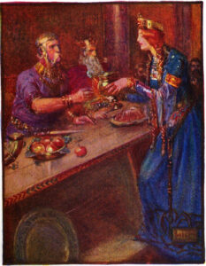 Queen Hydg pouring wine